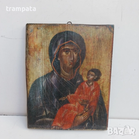 НАЙ ДОБРАТА ОФЕРТА Дървена Икона дева Мария с Младенеца 