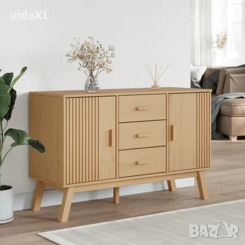vidaXL Сайдборд OLDEN, кафяв, 114x43x73,5 см, бор масив, снимка 3 - Бюфети - 56147295