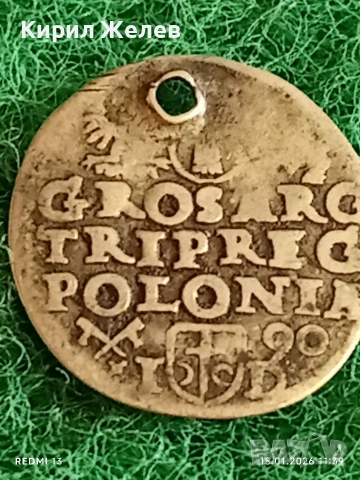 Сребърна монета 3 гроша 1690г. Сигизмунд трети Полша за КОЛЕКЦИЯ 52589, снимка 5 - Нумизматика и бонистика - 53106967
