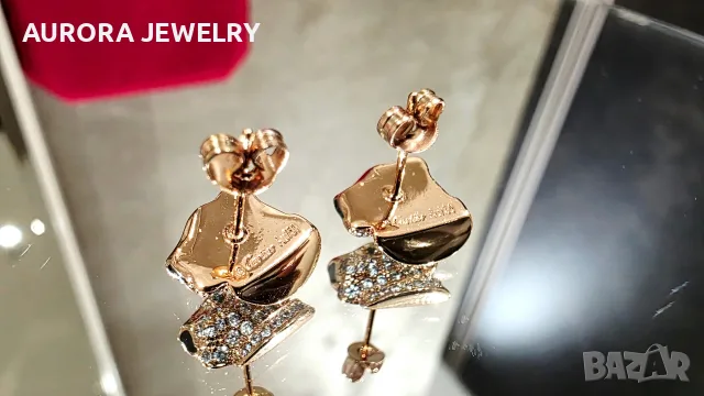 CARTIER Panthere de Cartier Rose Gold Stud Paved Diamond Дамски Обеци, снимка 9 - Обеци - 56306504