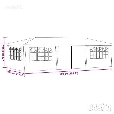 vidaXL Професионална парти шатра със стени 4x9 м синя 90 г/м², снимка 10 - Къмпинг мебели - 56147615