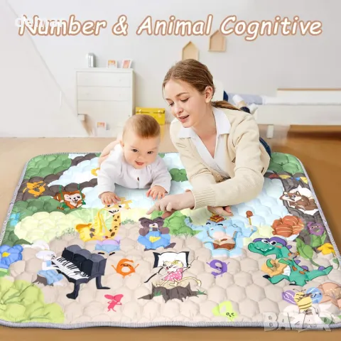Бебешка подложка за игра Funsland за под - сгъваема водоустойчива голяма 127 * 127 см, снимка 7 - Други - 47662260
