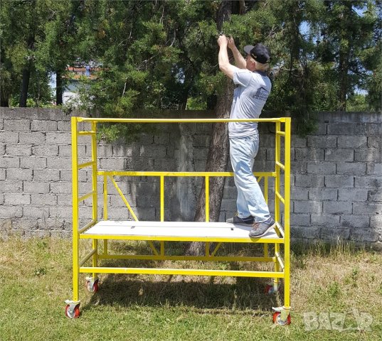 СКЕЛЕ под НАЕМ ПОДВИЖНО с КОЛЕЛА и метални Рамки, на самостоятелни секции, с парапети, снимка 4 - Други ремонти - 42606235