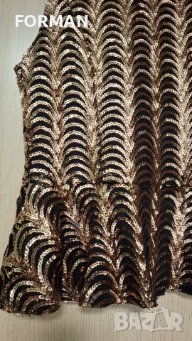 Черен топ с медно-златисти пайети, снимка 4 - Корсети, бюстиета, топове - 50088269