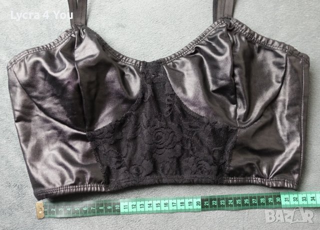 Кожено късо бюстие с дантела отпред M/L (80-85B/C), снимка 5 - Корсети, бюстиета, топове - 40893727