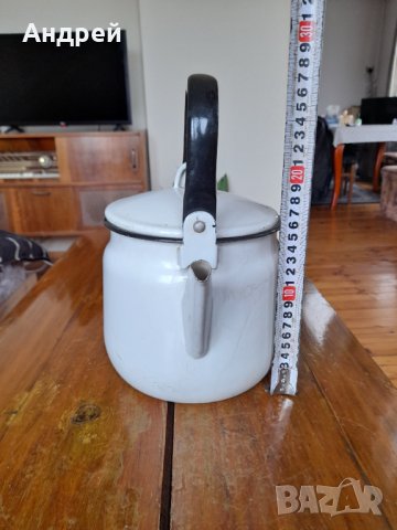 Стар емайлиран чайник #51, снимка 2 - Антикварни и старинни предмети - 38683966