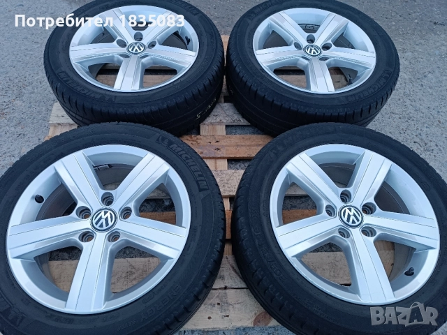 Лети джанти 16ки 5х112 VW + летни гуми 205/55/16 Michelin, снимка 3 - Гуми и джанти - 52496313