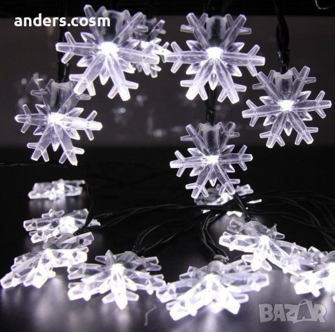 Многоцветни коледни LED лампички със снежинки, снимка 2 - Декорация за дома - 42720287