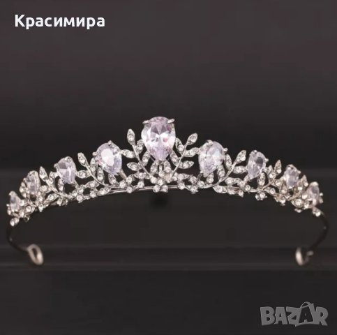 Комплекти Корона тиара колие обеци сватбени аксесоари , снимка 2 - Аксесоари за коса - 41911712