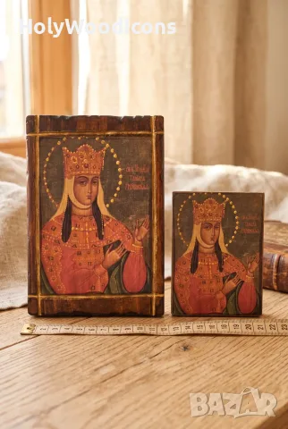 Дървена икона Света Тамара (Царица Грузинска) – Ръчна изработка