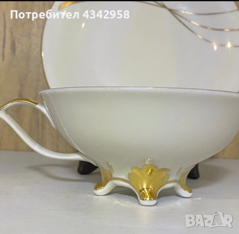 Винтажна порцеланова чаша с чинийка Schwarzenhammer, Германия (1949–1952 г.)  , снимка 2 - Антикварни и старинни предмети - 53499297