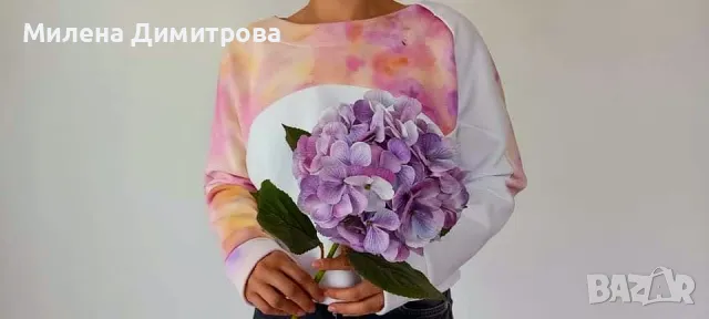 Къса ръчно рисувана блуза , снимка 3 - Суичъри - 50078098