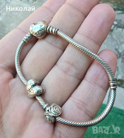 Сребърна гривна PANDORA, снимка 3 - Гривни - 56336079