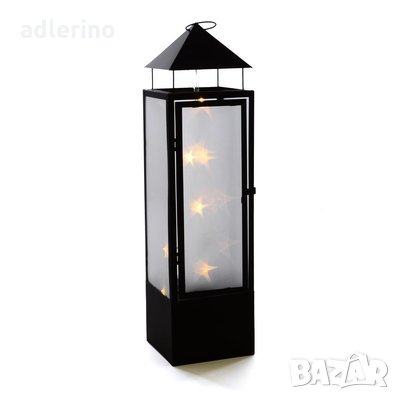  Декоративен фенер, латерна, украса, черен, 20 ЛЕД, 3Д ефект, 70 см -16% Ново