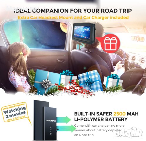 MYDASH MP10A преносим DVD плейър 10,1 инча черен , Портативен плейър с калъф, снимка 5 - Плейъри, домашно кино, прожектори - 41264338