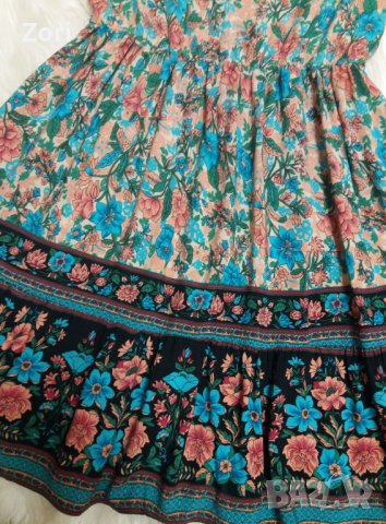 УНИКАЛНО КРАСИВА рокля на цветя с остро деколте, снимка 5 - Рокли - 41166332