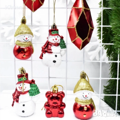 Коледен комплект украса 8 броя – Червени и бели висулки Premium Collection, снимка 8 - Декорация за дома - 52561849