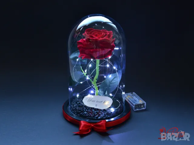 Вечна Роза в ГОЛЯМА Стъкленица с опция за БЕЗПЛАТНИ LED Светлини/ Подарък за Рожден Ден на Съпругата, снимка 2 - Романтични подаръци - 47418530
