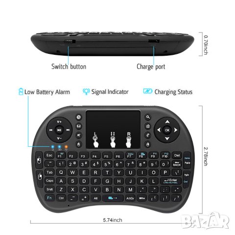 GOOGLE Voice Control Дистанционно с Гласов Контрол Въздушна Мишка PC Android Дистанционно с Жироскоп, снимка 5 - Плейъри, домашно кино, прожектори - 41371052