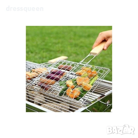 4608 Двойна решетка за барбекю от неръждаема стомана – за перфектни пържоли и зеленчуци, снимка 7 - Барбекюта - 53638679