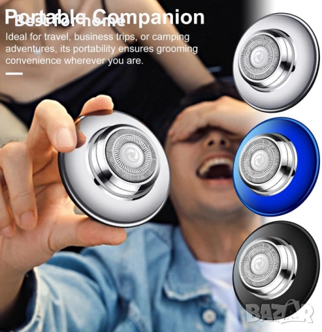 Електрическа самобръсначка, мини, преносима, USB, 6.4x6.4x3.1 см, за мокро и сухо бръснене, снимка 2 - Друга електроника - 53444266
