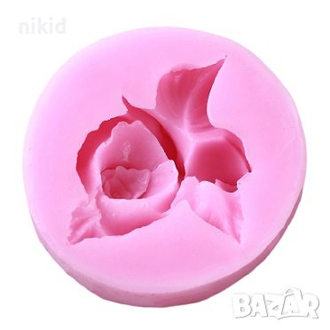 Роза с пъпка и листо силиконов молд форма фондан шоколад гипс , снимка 4 - Форми - 40076454