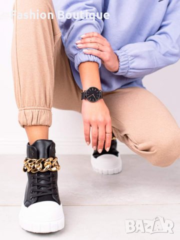 Дамски, кожени кецове в черно с бяла подметка 37/41, снимка 5 - Кецове - 35928061