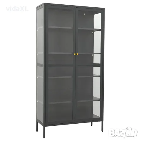 vidaXL Витрина, антрацит, 90x40x180 см, стомана и закалено стъкло