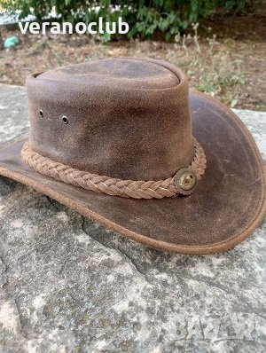 Каубойска шапка Естествена кожа Премиум, снимка 2 - Шапки - 41883484