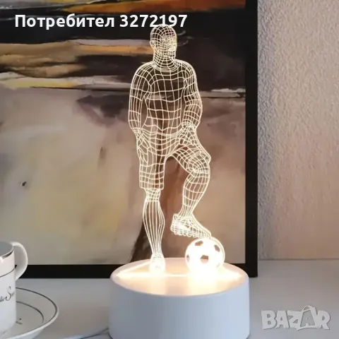 Холограмна 3D LED лампа - Футболист, снимка 6 - Настолни лампи - 49574031