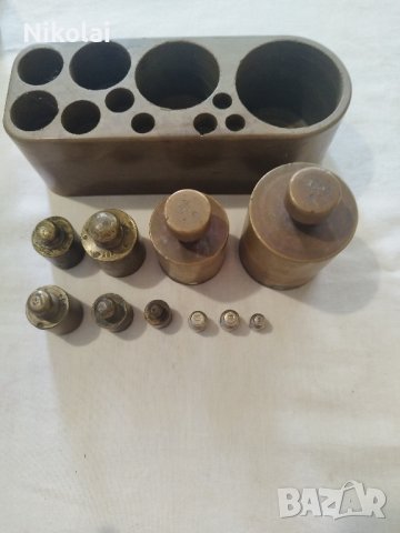 комплект бронзови тежести теглилки грамове грам за везна кантар, снимка 2 - Антикварни и старинни предмети - 44259188