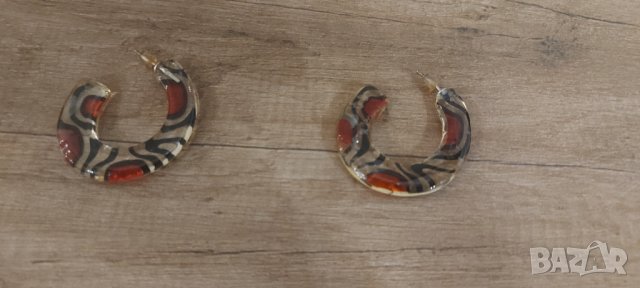 Кристални обеци с пъстри орнаменти внос от Англия