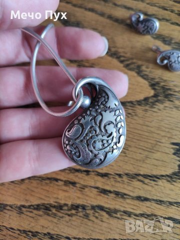 Сребърен комплект - колие и обеци (2), снимка 5 - Бижутерийни комплекти - 39891365