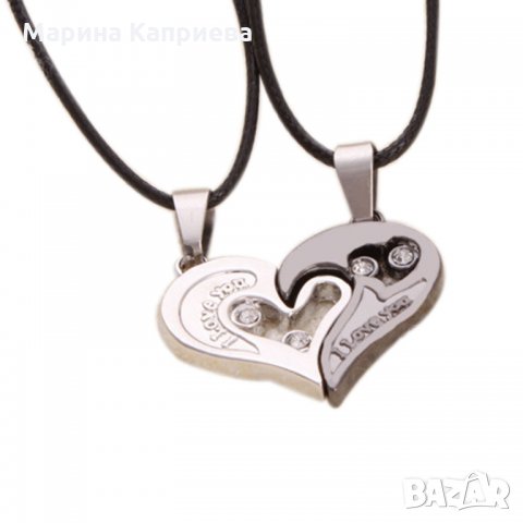 Колие ""I love"you" сребристо/черно /K-20/, снимка 2 - Колиета, медальони, синджири - 35895913