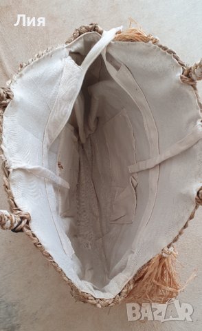 Голяма плажна сламена чанта, снимка 3 - Чанти - 41684828