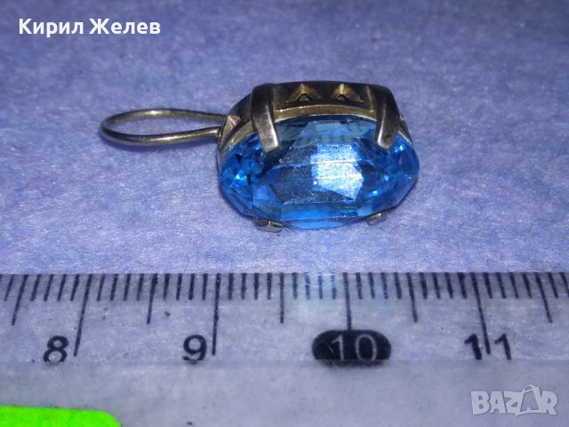 СКЪПОЦЕННА СРЕБЪРНА РЕТРО ОБЕЦА СРЕБРО 925 АНГЛИЯ с ГОЛЯМ ЮВЕЛИРНО ФАСЕТИРАН СИН ЦИРКОНИЙ 31234, снимка 9 - Обеци - 40759736