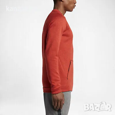 Nike Tech Fleece Crew Max Orange Heather - страхотна мъжка блуза S, снимка 2 - Спортни дрехи, екипи - 47973153