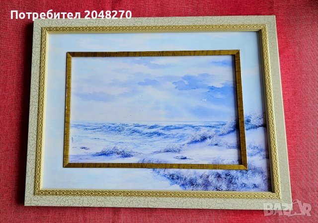 Руска картина дървена рамка закупувани от Арт Галерия Санкт Петербург с Маркировка. , снимка 1 - Картини - 41800051