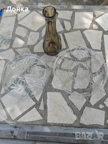 Стъклени чинии за мезета и ваза, снимка 2 - Чинии - 41567201