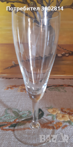 6 гравирани кристални чаши за вино/ шампанско, снимка 7 - Чаши - 44685400