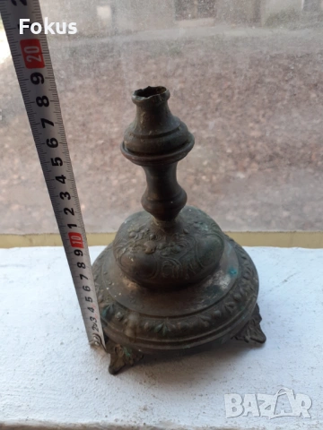Стар уникален възрожденски свещник кандило сачан, снимка 7 - Антикварни и старинни предмети - 53444553