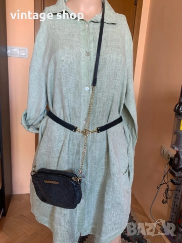 Ленена туника( тип риза) в цвят резеда, снимка 11 - Рокли - 53866063