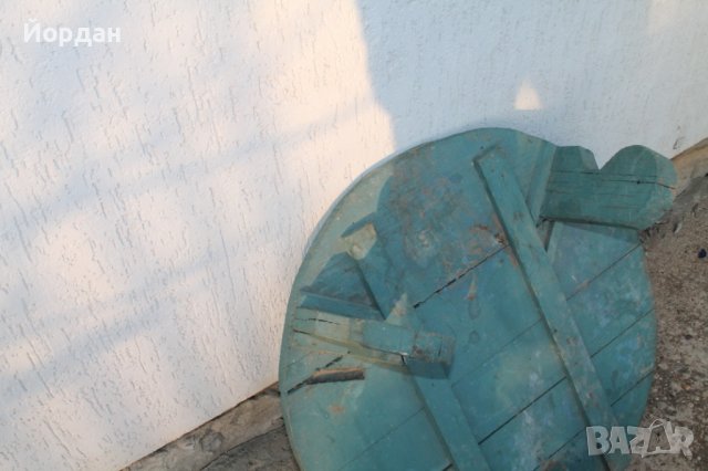 Дървена синя маса за битов кът, снимка 6 - Антикварни и старинни предмети - 44436023