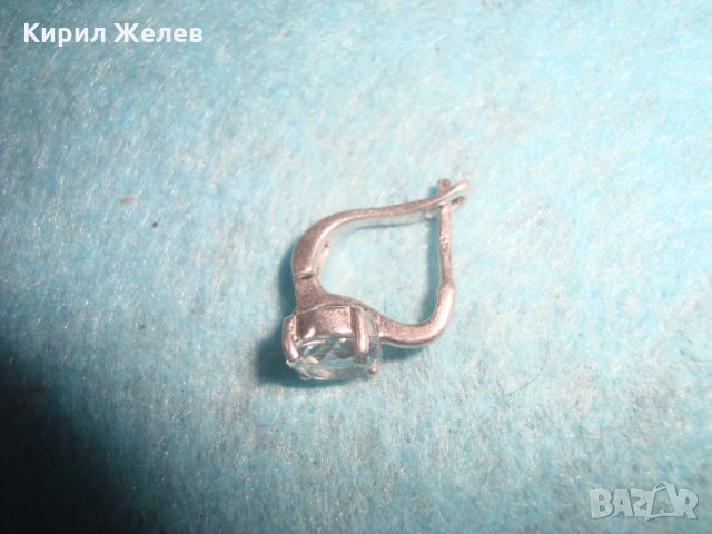 СТАРА СРЕБЪРНА ОБЕЦА - АНГЛИЯ ВИНТИДЖ АРТ ДЕКО БИЖУ с ФАСЕТИРАН СИН ЦИРКОН 25711, снимка 8 - Обеци - 35736250