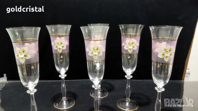 кристални чаши Бохемия Чехословакия , снимка 2 - Антикварни и старинни предмети - 27890289
