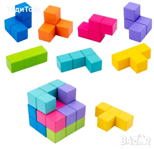 Дървено кубче 3D, снимка 5 - Образователни игри - 42444469