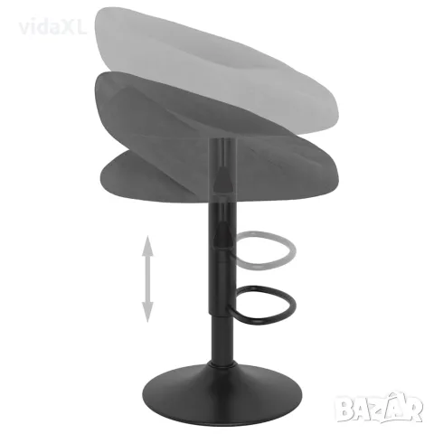 vidaXL Бар табуретки, 2 бр, тъмносиви, кадифе, снимка 7 - Столове - 56146989