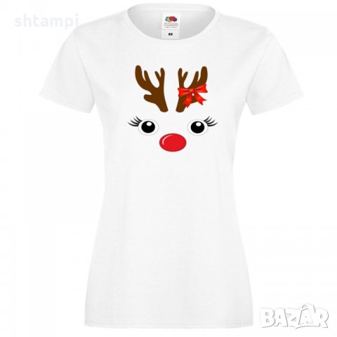 Дамска тениска Коледа DEER FACE LADY