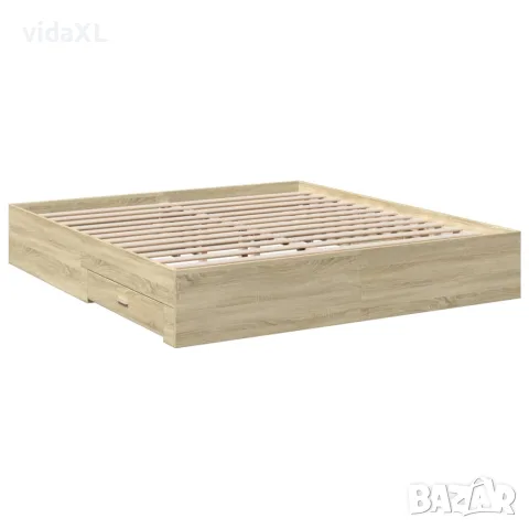 vidaXL Рамка за легло с чекмеджета, дъб сонома, 200x200 см, снимка 6 - Спални и легла - 56146856