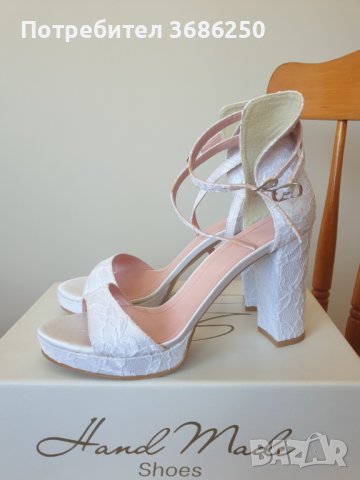 Сватбени обувки, Бели обувки, снимка 2 - Дамски обувки на ток - 44495534